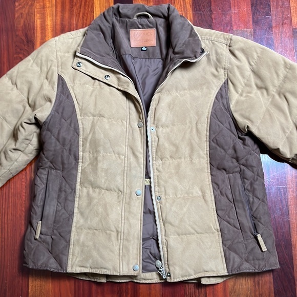 Womens XL Outback Trading Company Snow Mountain Down Jacket Dark and Light Brown - Picture 2 of 16